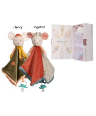 doudou plat, peluche tout douce Bukowski souris, pour bébé, nouveau né, enfants