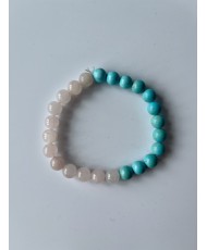 Image de bracelet en quartz rose et howlite bleue naturel