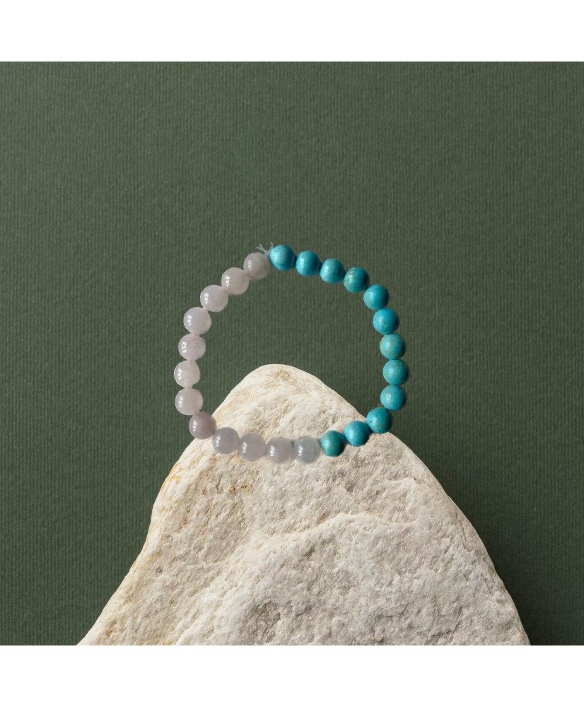 Image de bracelet en quartz rose et howlite bleue naturel