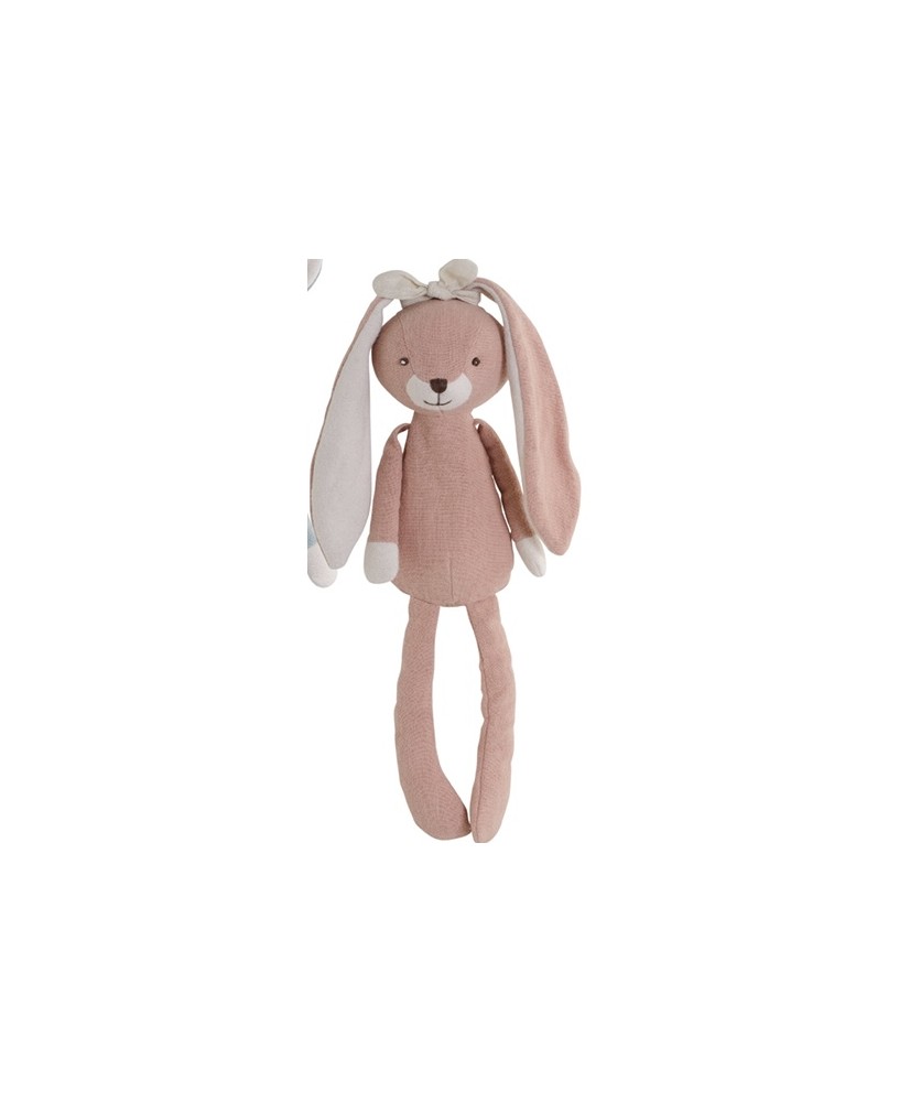 doudou, peluche lapin rose en lin Bukowski pour bébé, nouveau-né, enfants