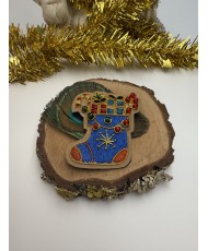 broche botte de noel artisanale