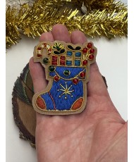 broche botte de noel artisanale