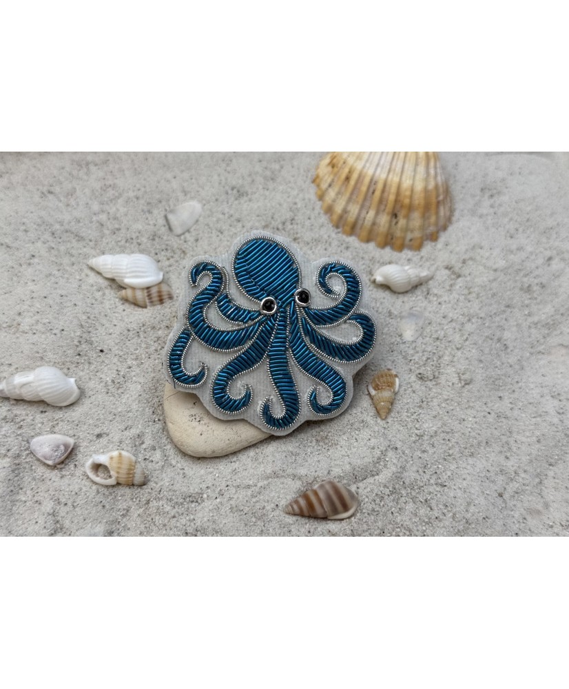 Broche Poulpe Brodée