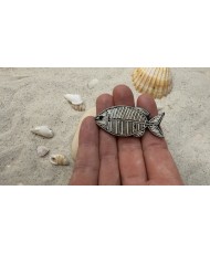 broche poisson argenté