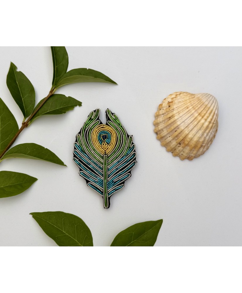 broche plume de paon
